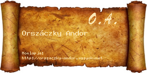 Orszáczky Andor névjegykártya